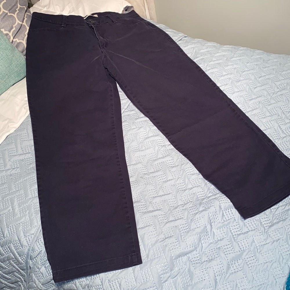 Lee relaxed straight leg pants chinos women’s 12 short dark blue